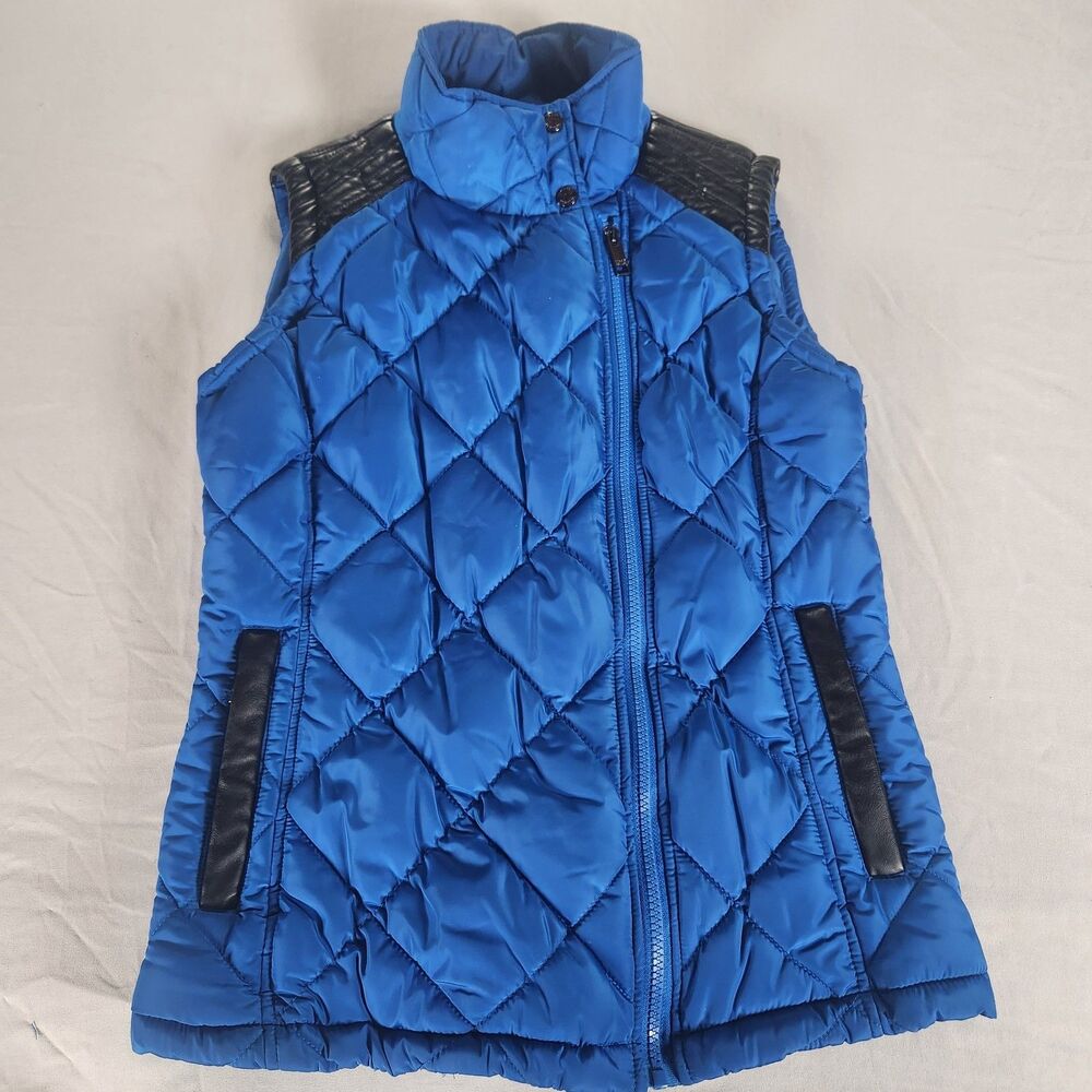 Marc New York (Andrew Marc) Electric Blue / Black Quilted Zip Front Vest Size S